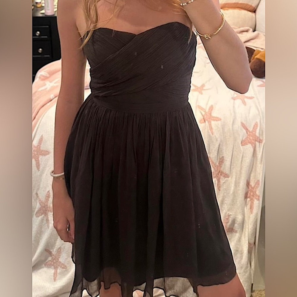 J. Crew Women’s Brown Silk Strapless Dress, Size 2